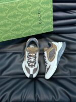 Sneaker di lusso in tonalità neutre con confezione elegante, stile contemporaneo e dettagli di alta moda.