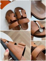 Sandali in pelle marrone con tagli moderni e design trendy, ideali per look casual estivi.