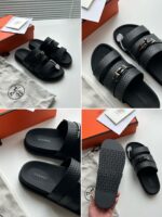 Sandali neri eleganti con cinghie larghe, design moderno e comfort ideale per ogni occasione.
