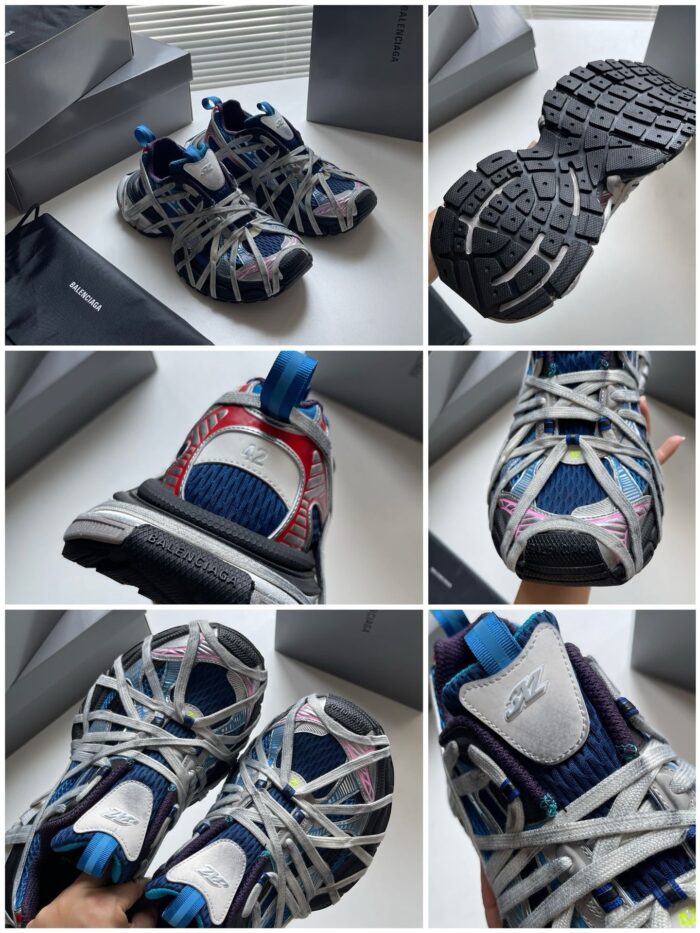 Sneakers sportive moderne blu con dettagli premium, outsole antiscivolo e design elegante.