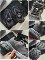 Scarpe sportive grigie con suola antiscivolo, design ventilato e massimo comfort per ogni attività.