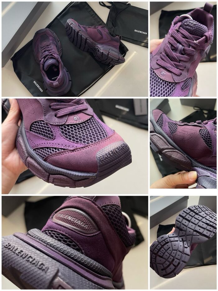 Scarpe sportive viola moderne con suola antiscivolo e design elegante per sport e casual.
