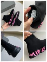 Sneakers sock-like moderne con suola antiscivolo e dettagli rosa per uno stile urbano e trendy.