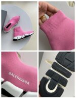 Sneakers Balenciaga rosa, design moderno, comfort, suola dettagliata, stile fashion di lusso.