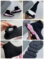Sneaker nere con dettagli rosa, design innovativo e comfort per uno stile daily chic.