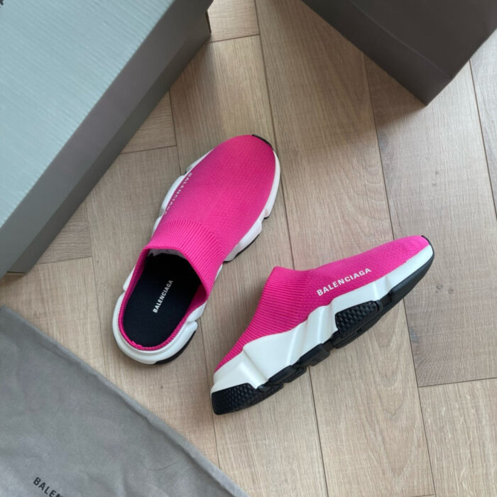 Sneakers pink slip-on moderne di lusso con suola contrastata e packaging esclusivo
