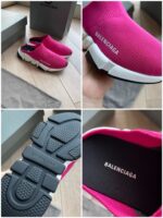 Scarpe Balenciaga rosa slip-on, design moderno, comfort e stile casual di lusso.
