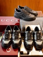 Scarpe sneakers di lusso Gucci in mostra, eleganti e versatili per ogni occasione.