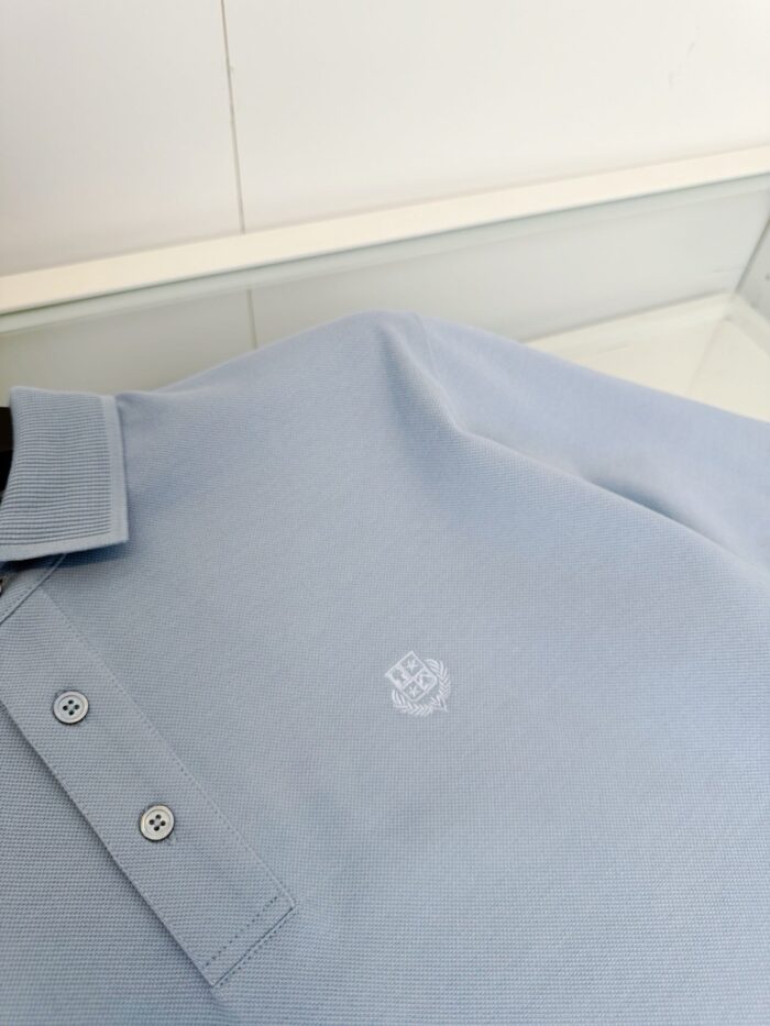 Maglietta polo azzurra elegante e casual, perfetta per ogni occasione.