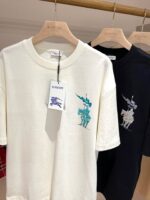 Magliette artistiche con cavaliere, design moderno, esposizione elegante in negozio di moda.