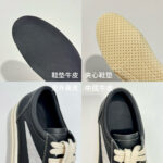 Scarpe sportive in pelle nera con suola antiscivolo e interno traspirante.
