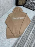 Felpa Dior beige oversize con logo in trasparenza, stile elegante e casual per outfit di tendenza.