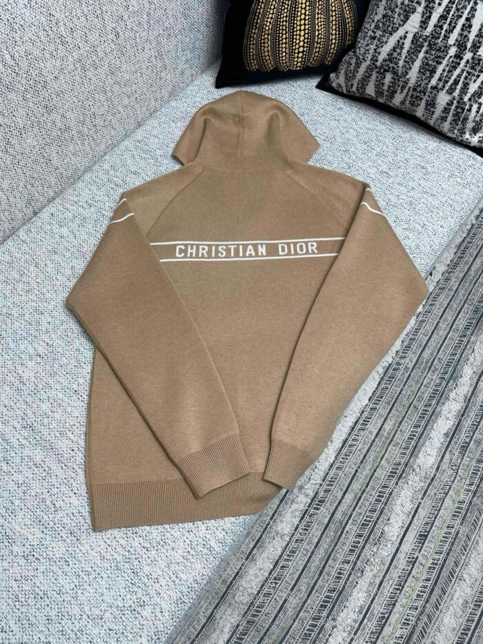 Felpa Dior beige oversize con logo in trasparenza, stile elegante e casual per outfit di tendenza.