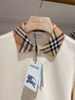 Camicia Burberry con colletto tartan, stile elegante e moderno, perfetta per look di lusso.