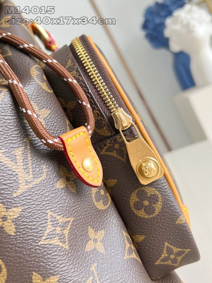 Borsa Louis Vuitton Monogram con dettagli dorati, manici intrecciati e rifiniture di alta qualità.