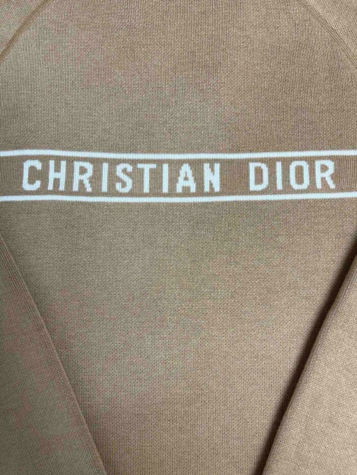 Maglietta beige Dior con logo bianco elegante e minimalista su tessuto morbido e confortevole