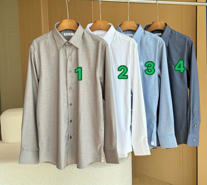 Set di camicie da uomo in colori neutri e blu, elegante e versatile.