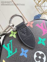 Borsa di lusso nera con motivi colorati e logo LV, elegante e pratica.