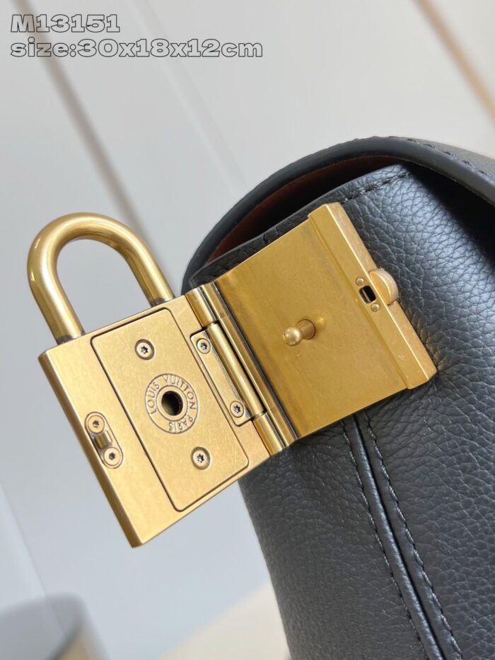 Chiusura di lusso in oro e pelle elegante su borsa raffinata.