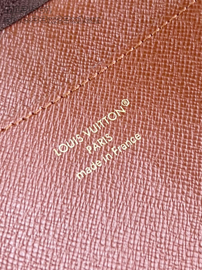 Logo Louis Vuitton su pelle, made in France, in stile raffinato e di lusso.