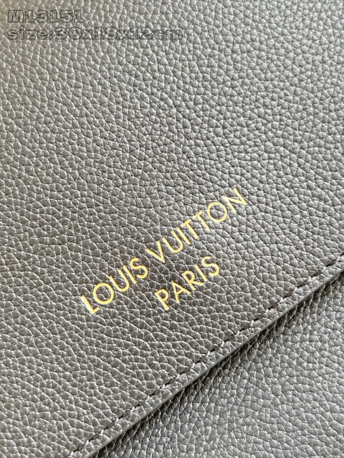Porta in pelle Louis Vuitton con logo dorato e texture raffinata, simbolo di lusso e eleganza.