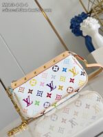Borsa Louis Vuitton multicolore con dettagli in pelle e hardware dorato, stile elegante e versatile.
