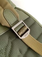 Borsa Dior verde con fibbia in metallo e dettagli trapuntati di lusso.