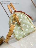 Borsa Louis Vuitton verde menta con motivo monogramma e dettagli in pelle tan elegante.