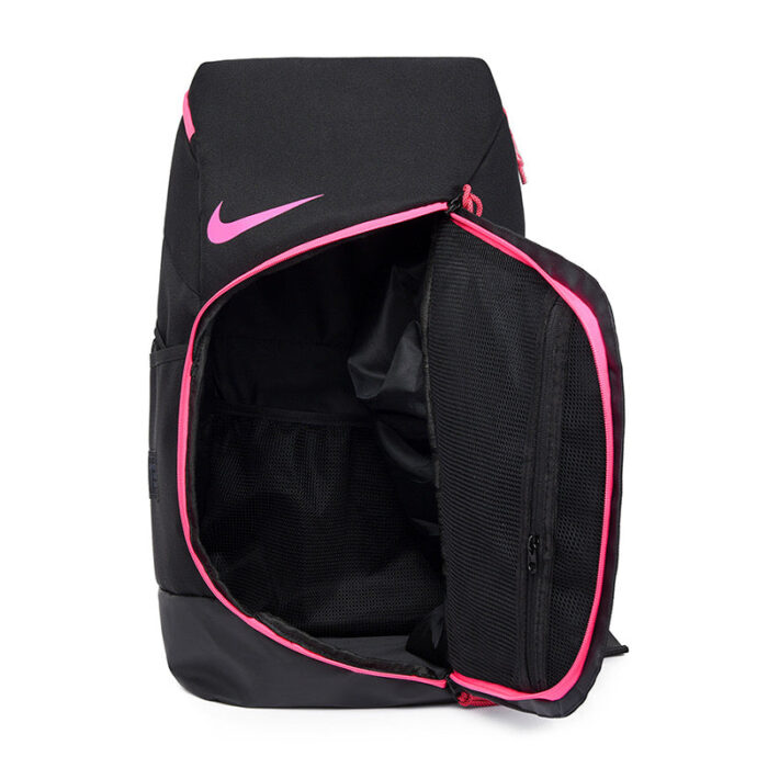 Zaino Nike nero e rosa, pratico e alla moda per scuola e sport.
