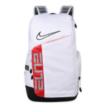 Zaino Nike Elite bianco con dettagli rossi e logo nero, perfetto per sport e daily style.