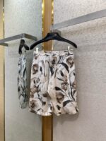 Pantaloncini Estivi Floreali In Cotone Con Vita Elastica E Disegno Watercolor Neutro