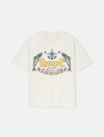 Maglietta Rhuede con grafica vintage di sardine colorate e stile casual.