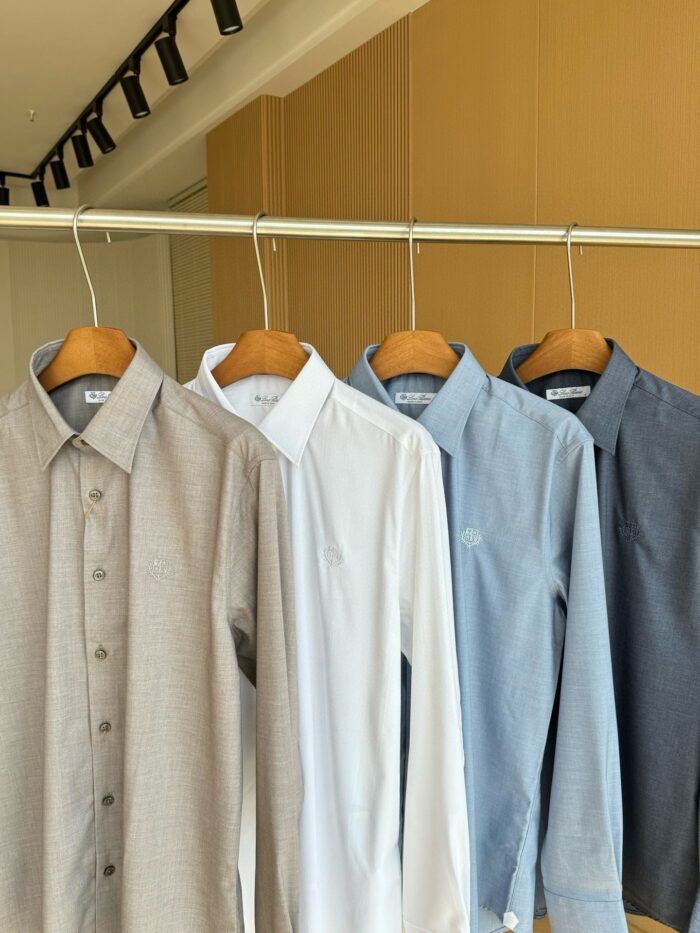 Set di camicie da uomo in blu, bianco e grigio, elegante e versatile.