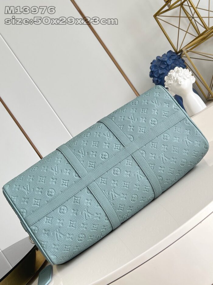 Borsa blu elegante in pelle texturizzata, 50x29 cm, perfetta per occasioni moda e funzionali