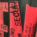Nastri rossi di sicurezza e avvertimento resistenti alla manomissione con scritte chiare