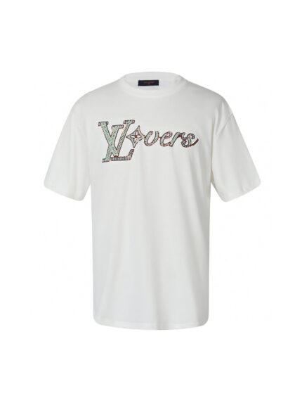 T-shirt bianca con logo sequined VPoore, stile casual ed elegante, perfetta per ogni occasione.